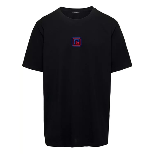 Balmain Black T-Shirt With Front Logo Embroidery In Organi Black 
