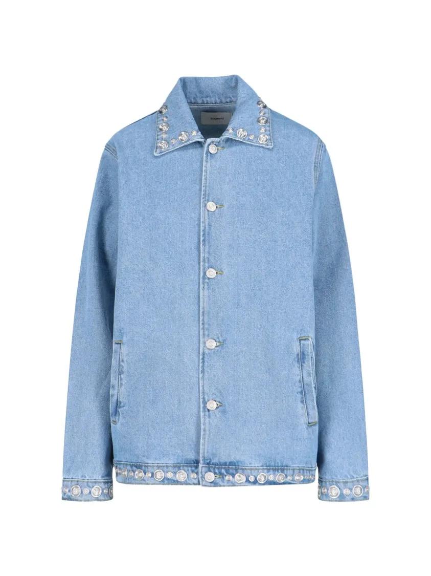 Thumbnail - Coperni - Studded Denim Jacket – Light Blue - Größe S - blau