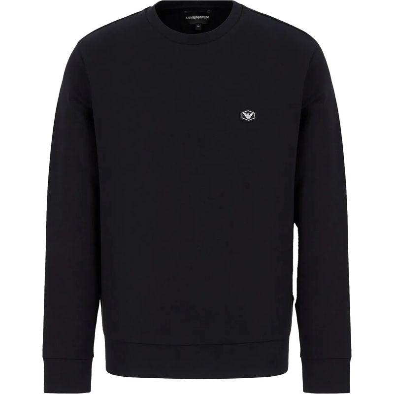 Emporio Armani Sweat-shirt Crew Neck Micro Logo Patch Navy blau
