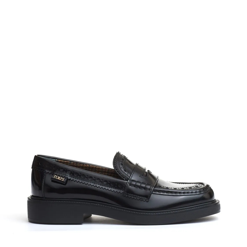 Tod's Balletschoenen Black Brushed English Leather Moccasin Black