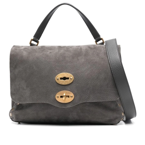 Zanellato Satchel Cool Grey Calf Suede Handbag Grey