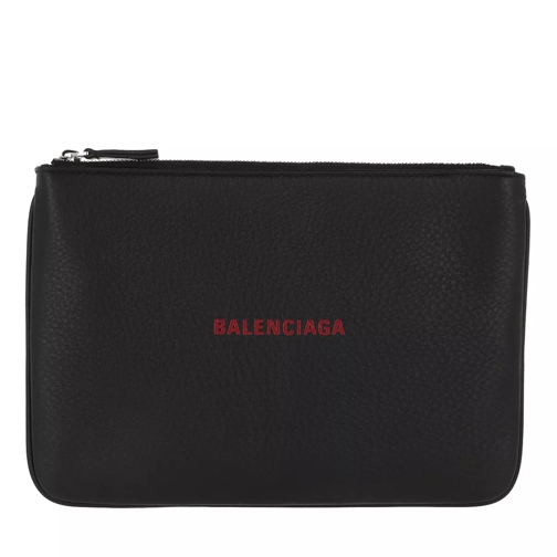 Balenciaga Logo Pouch M Leather Noir/Rouge Make-Up Tas
