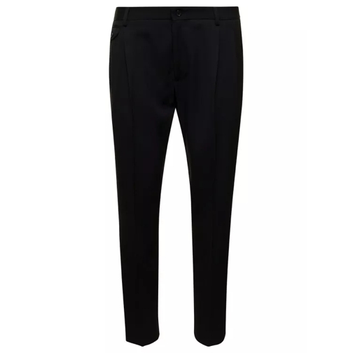 Dolce&Gabbana Black Slim Pants With Elastic Waistband In Wool Black 