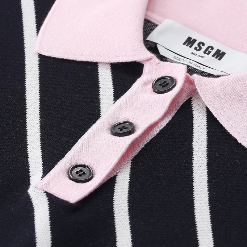 MSGM Poloshirt Gestricktes Poloshirt mit Streifendesign dunkelblau(Image 3)