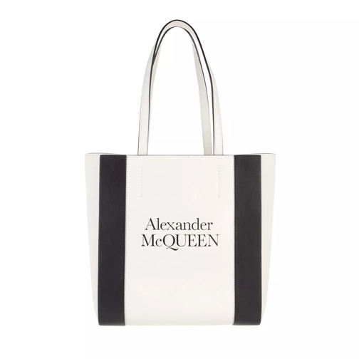 Alexander McQueen Logo Tote Bag Deep Ivory Black Boodschappentas