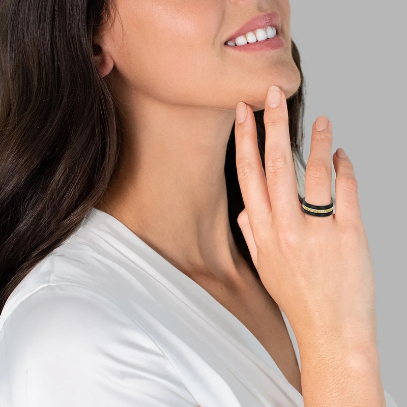 Trilani Ring Edelstahl Ring Zirkonia gold(Image 2)