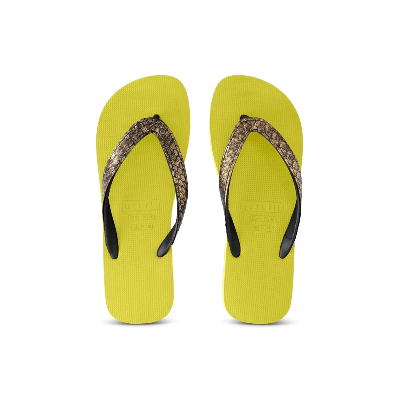 UZURII Flip Flops Zehentrenner Python Bronze hell-grün