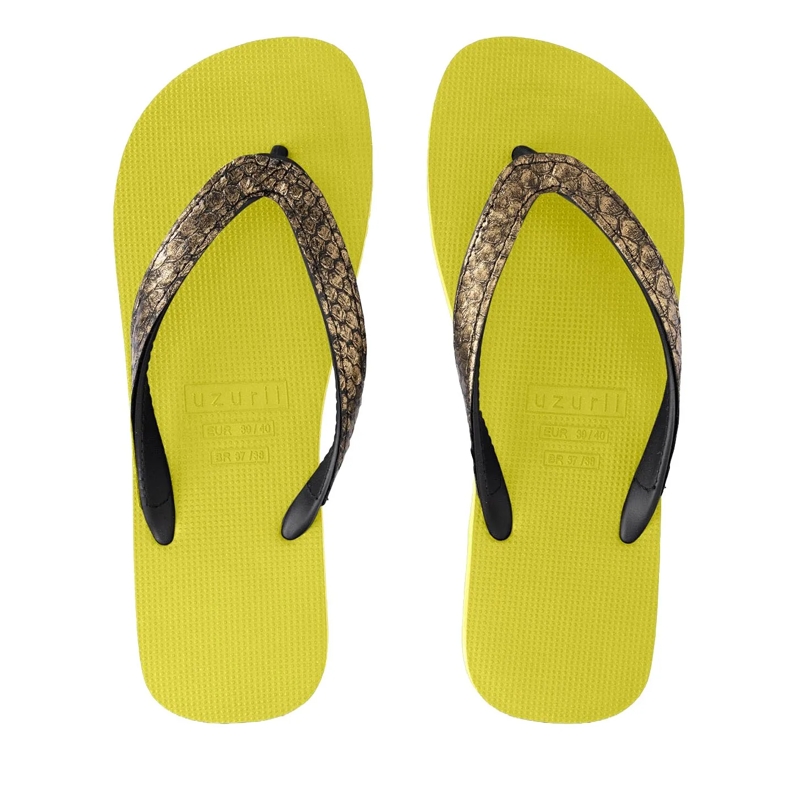 UZURII Flip Flops Zehentrenner Python Bronze hell-grün(Image 3)