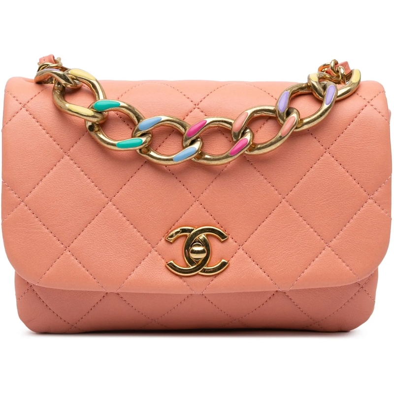 Chanel Schultertasche Small Lambskin Color Match Flap rose