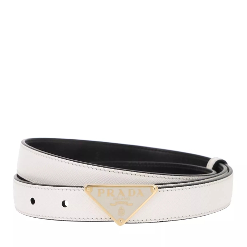 Prada Triangolo Logo Belt Saffiano Leather White Ledergürtel