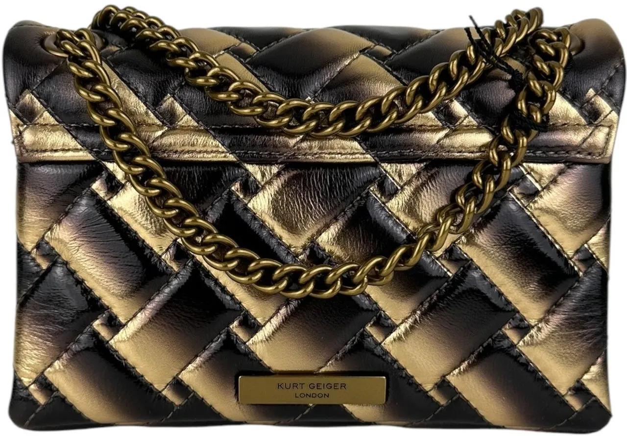 Kurt Geiger leren crossbody tas Mini Kensington goudkleurig zwart