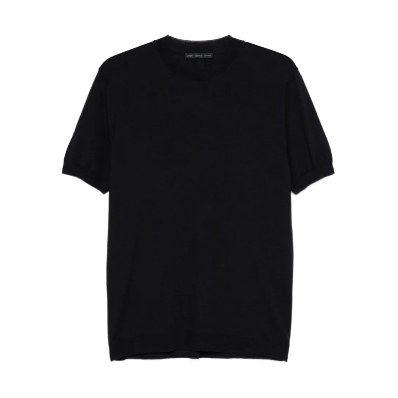 Low Brand Pullover Crewneck Short-Sleeved Sweater In Extra-Fine Merin Black