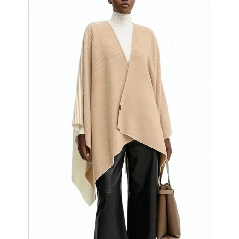Max Mara Cape Wide-Cut Knitted Poncho With Gradient Finish White
