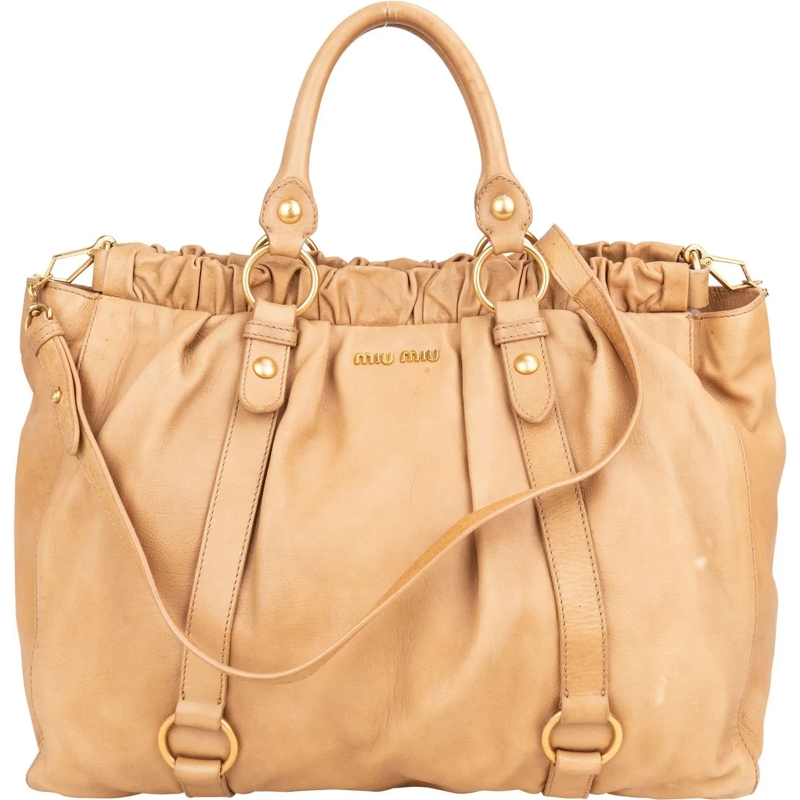 Miu Miu Tote Miu Miu Classic Leather City Handbag beige