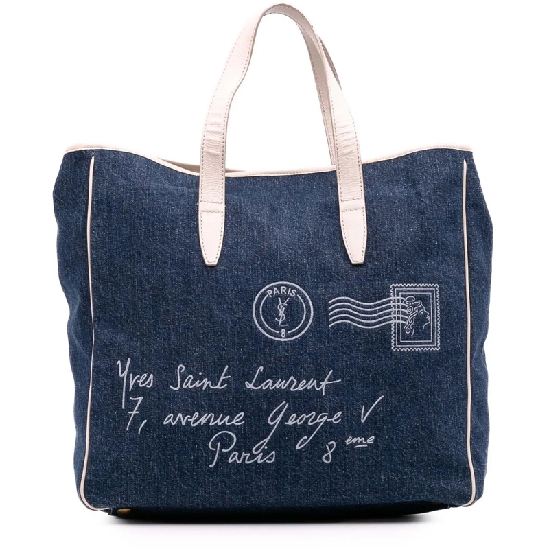 Saint Laurent Shopper Denim Y Mail Tote blau