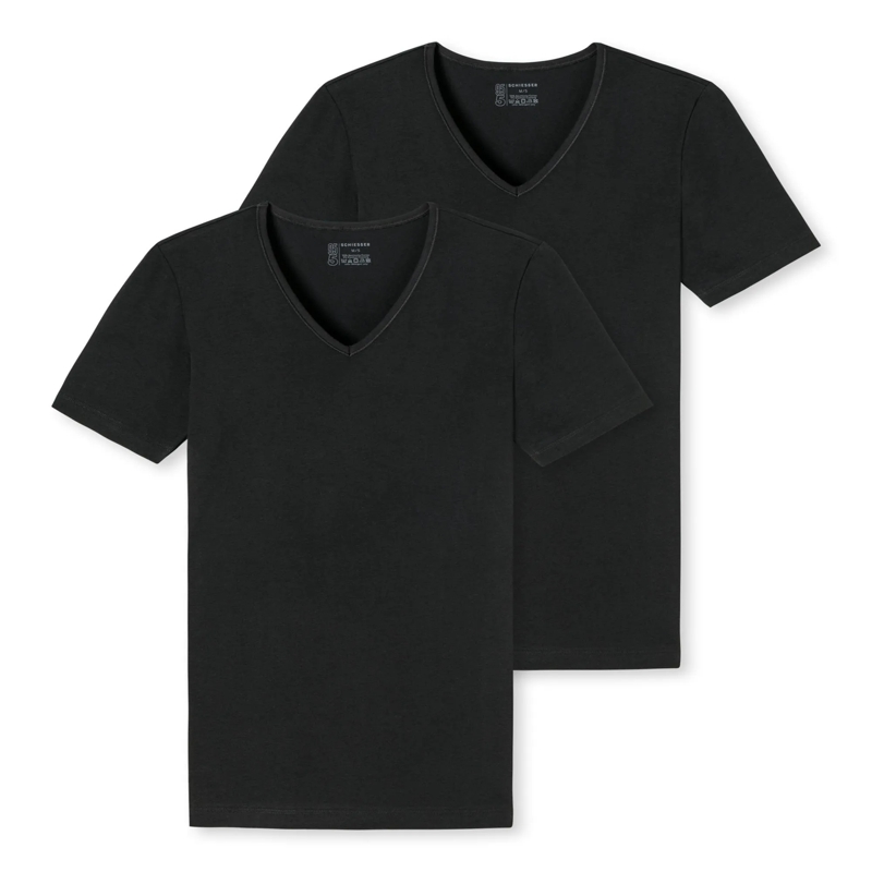 SCHIESSER Hemd 2PACK T-shirt 2er Pack schwarz