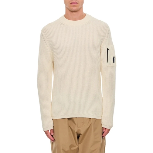 CP Company Trui Knitwear Crew Neck In Wool White