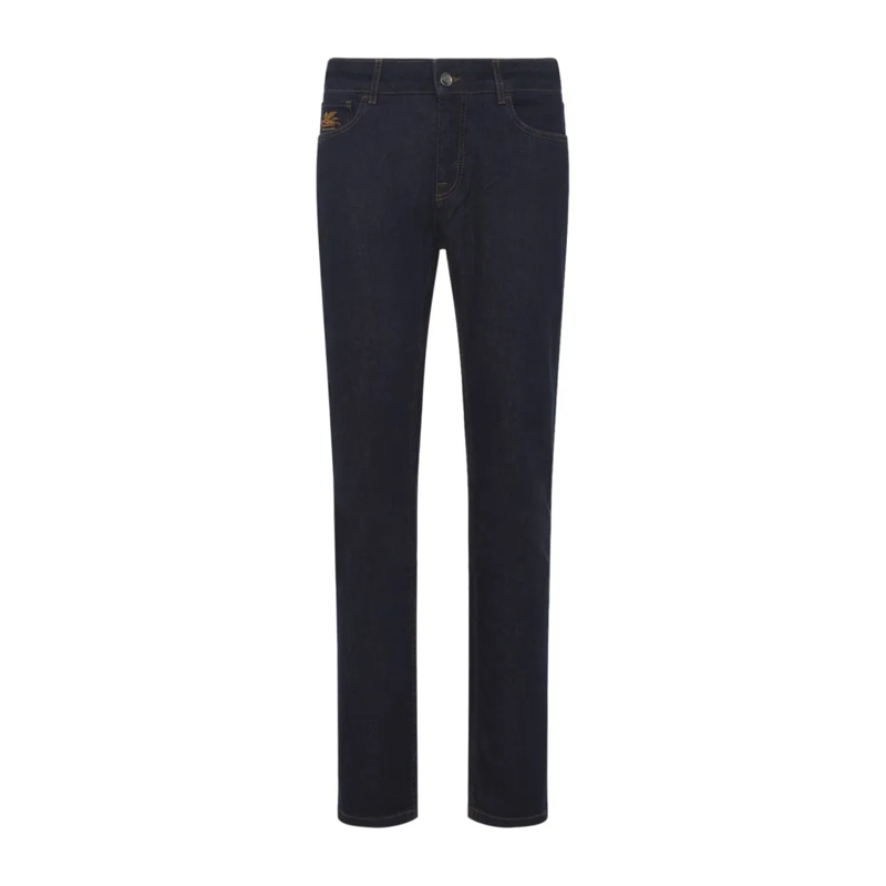 Etro Jeans Dark Indigo Straight-Leg Jeans With Contrast Stitc Black