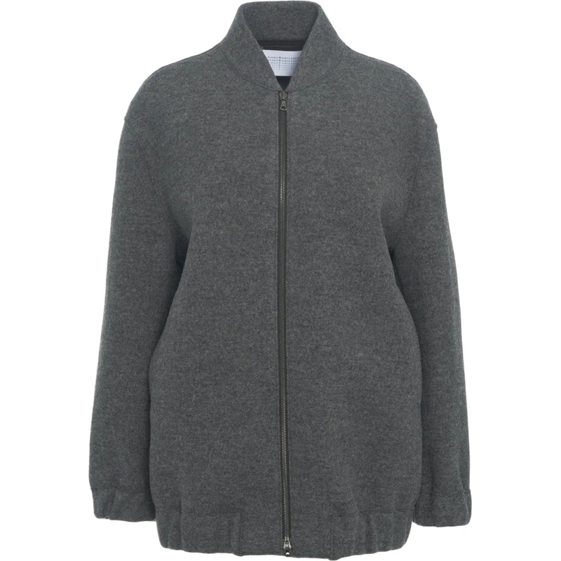 Harris Wharf Bomberjacke Oversize Virgin Wool Bomber grau