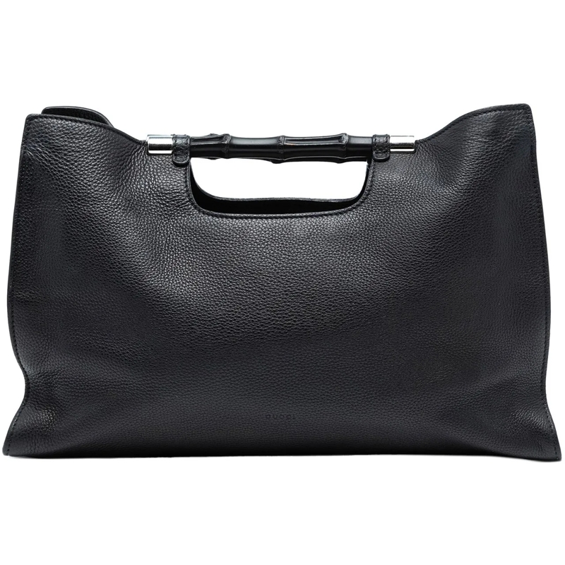 Gucci Schultertasche Medium Calfskin Bamboo Daily Shopper Satchel schwarz