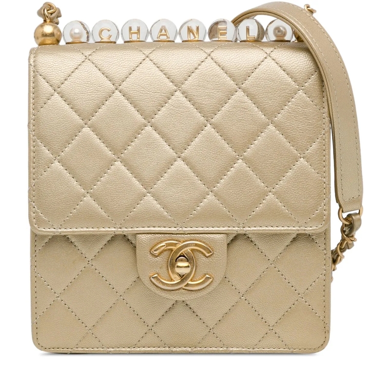 Chanel Sac à bandoulière Small Lambskin Chic Pearls Flap gold