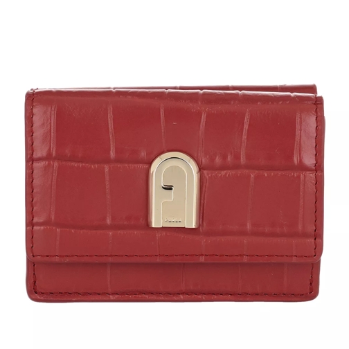 Furla 1927 Small Compact Trifold Wallet Chili Oil Tri-Fold Wallet