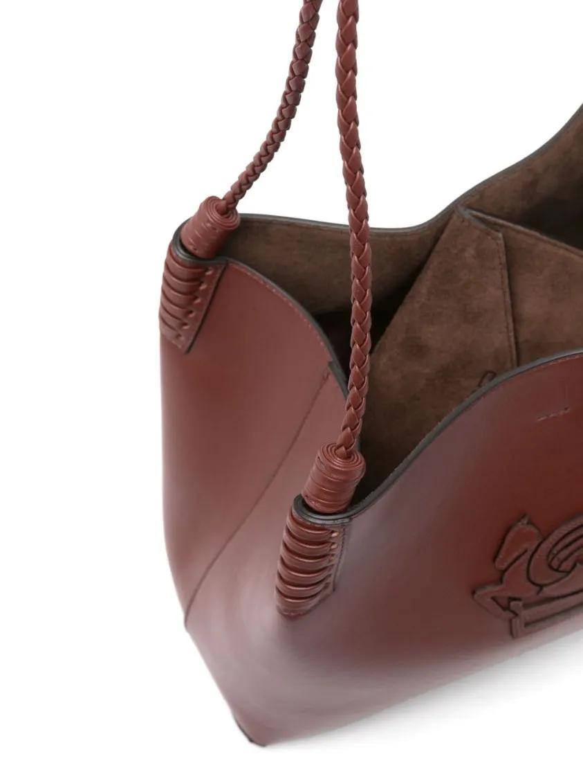 ETRO Crossbody bags Chestnut Brown Leather Bag With Braided Handle And in bruin