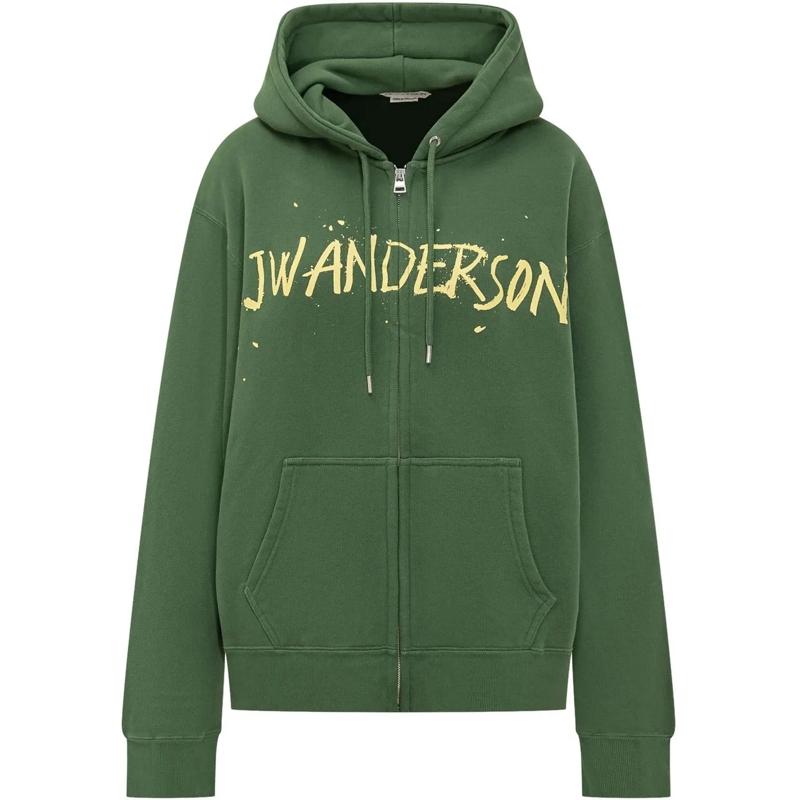 J.W.Anderson  Felpa con Cappuccio e Logo Stampato grün
