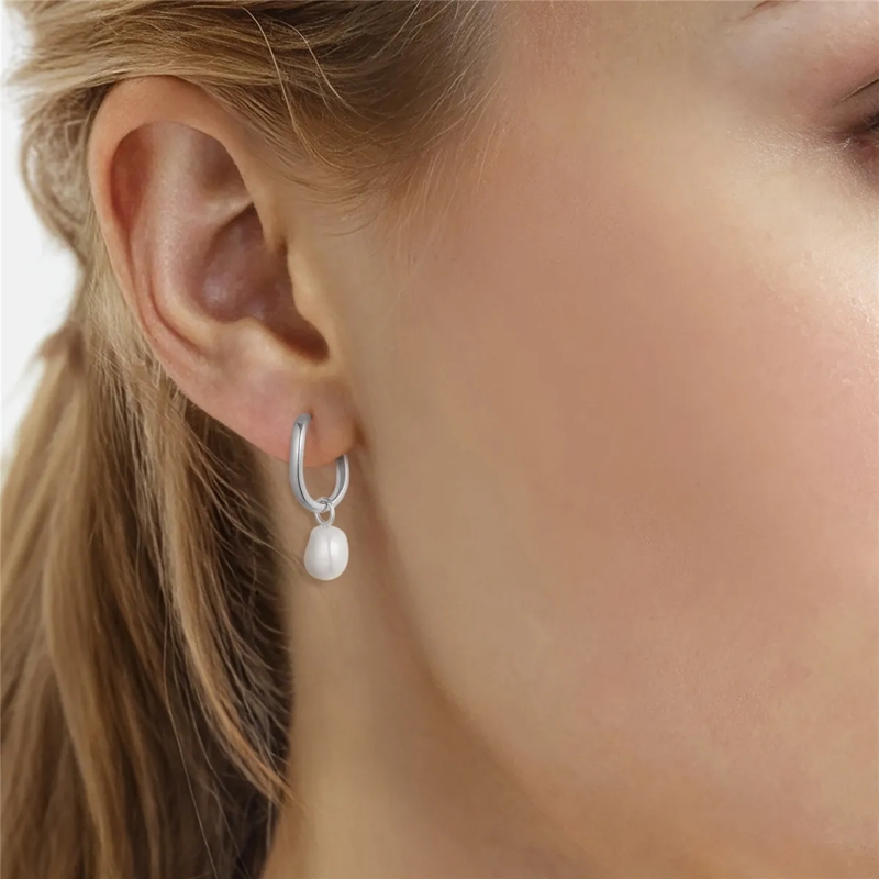 Glanzstücke München Ohrhänger Sterling Silber Perlen-Creolen Süßwasser-Zuchtperl weiss(Image 2)