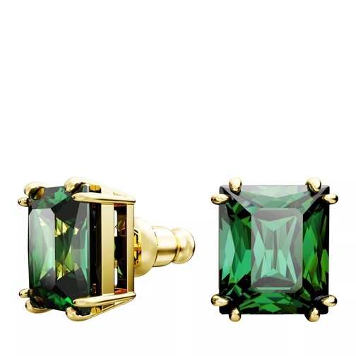 Swarovski Matrix stud earrings, Rectangular cut, Gold-tone plated, Green Ohrstecker