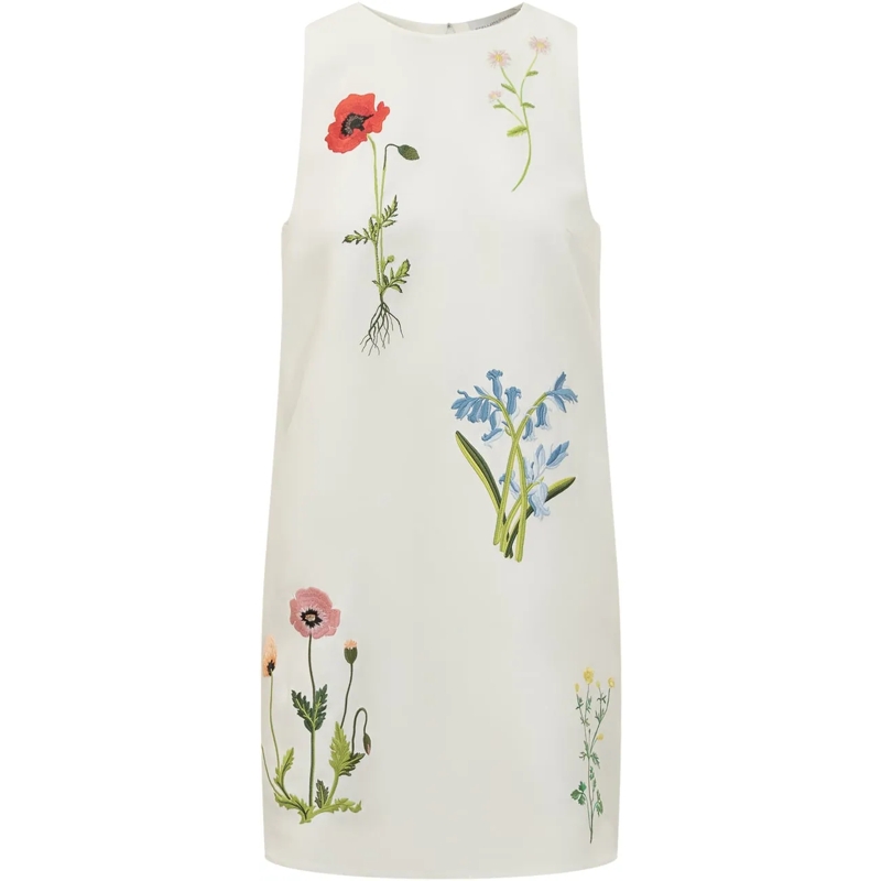 Stella McCartney Minikleid Abito Senza Maniche con Ricami Floreali weiß