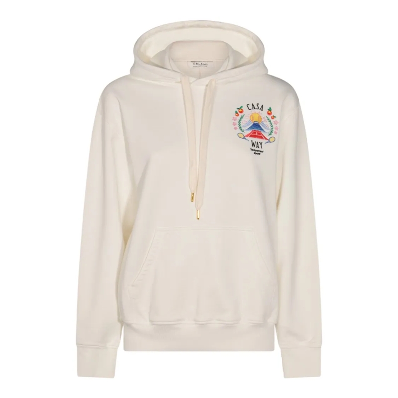 Casablanca  Relaxed-Fit Creamy White Hoodie With Floral Embroi White