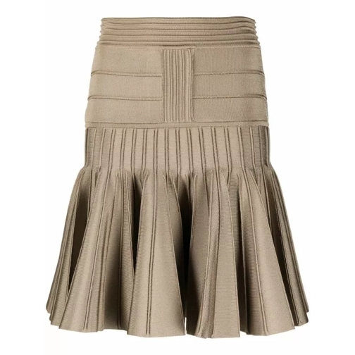Balmain Beige Pleated Knit Mini Skirt Neutrals 