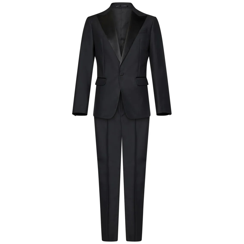 Dsquared2 Anzugkombination Single-Breasted Suit With Satin Lapel Black