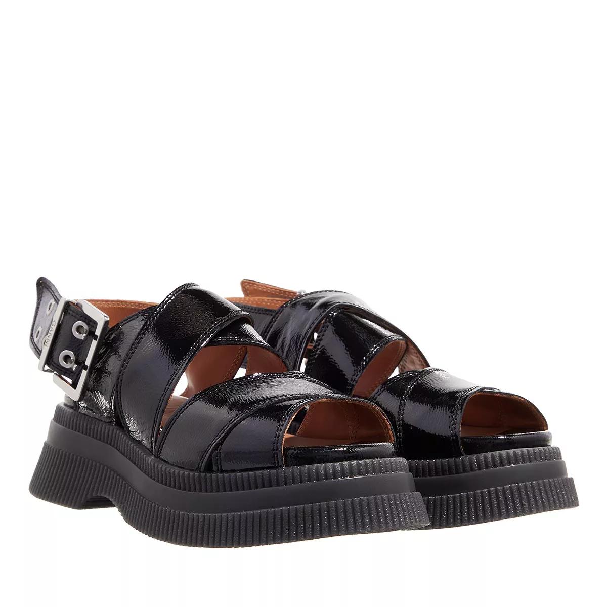 GANNI Sandalen & Sandaletten - Creepers Chunky Buckle Sandal Naplack Tonal - Gr. 39 (EU) - in Schwarz - für Damen