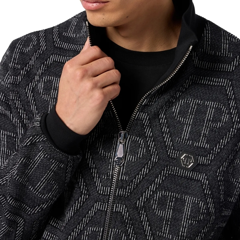 Philipp Plein Daunenjacke Jacquard Tracksuit Jacket Monogram schwarz(Image 5)