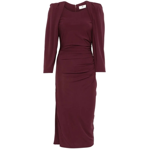 Elisabetta Franchi Midi Jurken Wine Red Draped Dress Burgundy