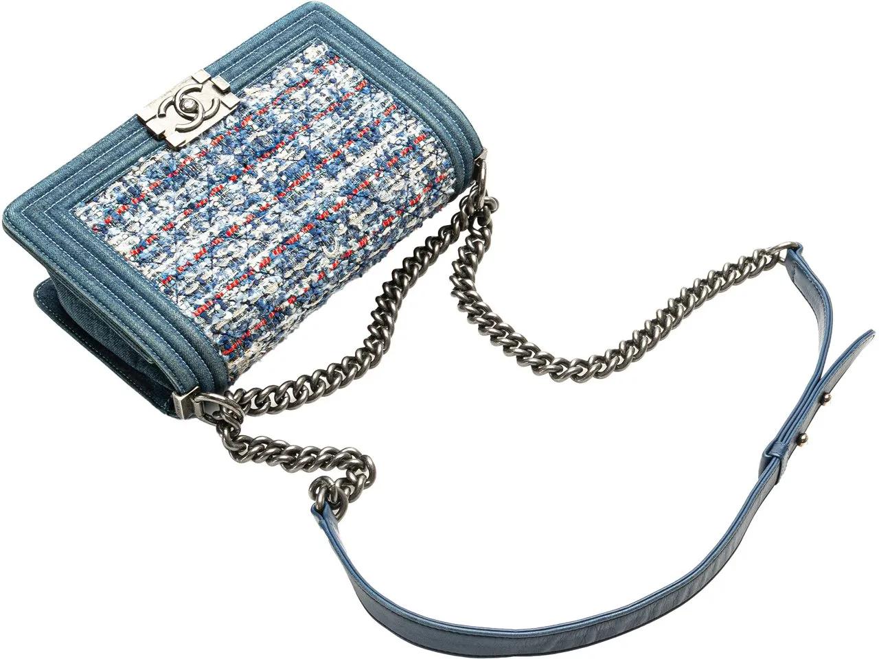 Thumbnail - Chanel Hobo Bags - 2014 Medium Denim and Tweed Boy Bag - Gr. unisize - in Blau - für Damen