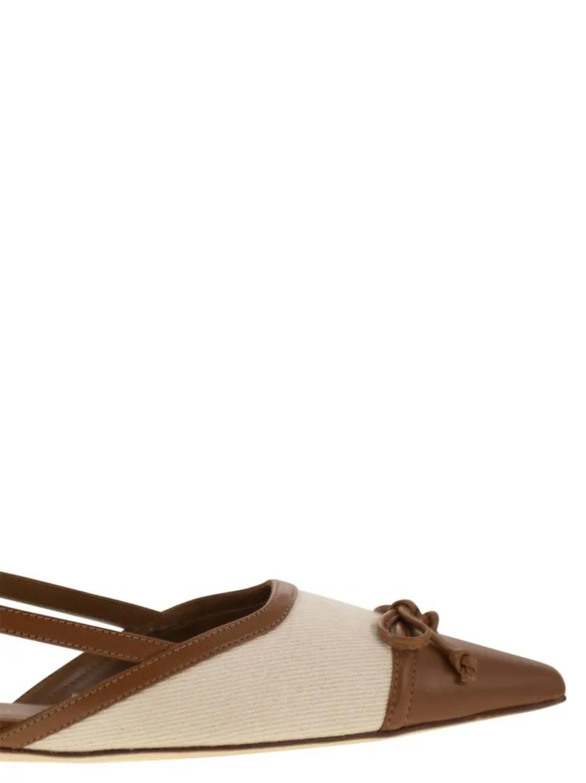 Thumbnail - Stuart Weitzman Sandalen - Kitty - Leather And Linen Slingback - Gr. 36 (EU) - in Beige - für Damen