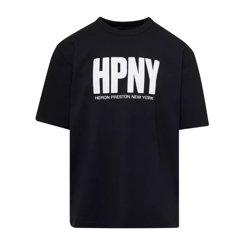 Heron Preston Black T-Shirt With Contrasting Logo Print In Cotto Black 