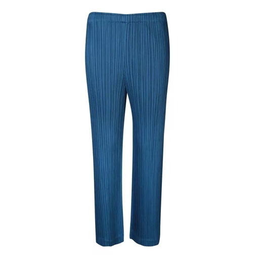 Issey Miyake Cropped Design Trousers Blue 
