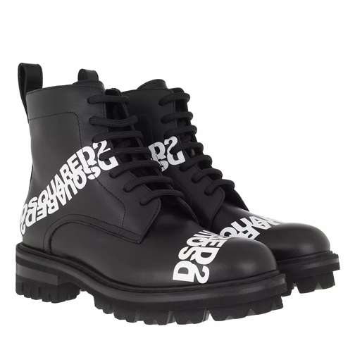 Dsquared2 Boost Leather Ankle Boots Leather Black/White Bottes à lacets