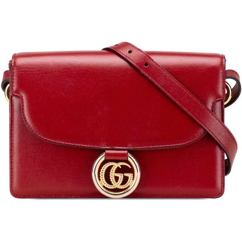 Gucci Schultertasche Small Textured Calfskin GG Ring  Torchon Crossbody rot