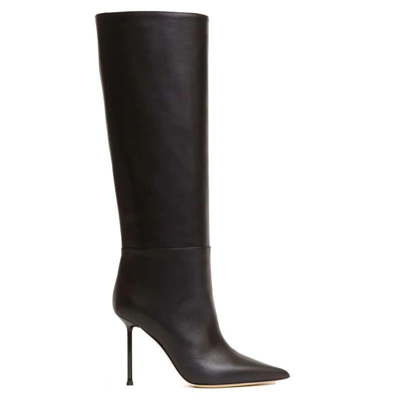 Ninalilou Stiefel Black Leather Boot 100Mm Heel Black
