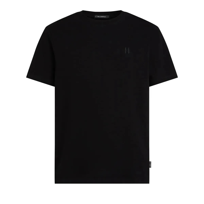 Karl Lagerfeld T-Shirt T-Shirt aus Leinenmischgewebe mit Monogramm T-shir schwarz