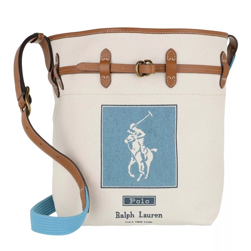 Polo Ralph Lauren Bucket Bag Medium Ecru/Blue Borsa a secchiello
