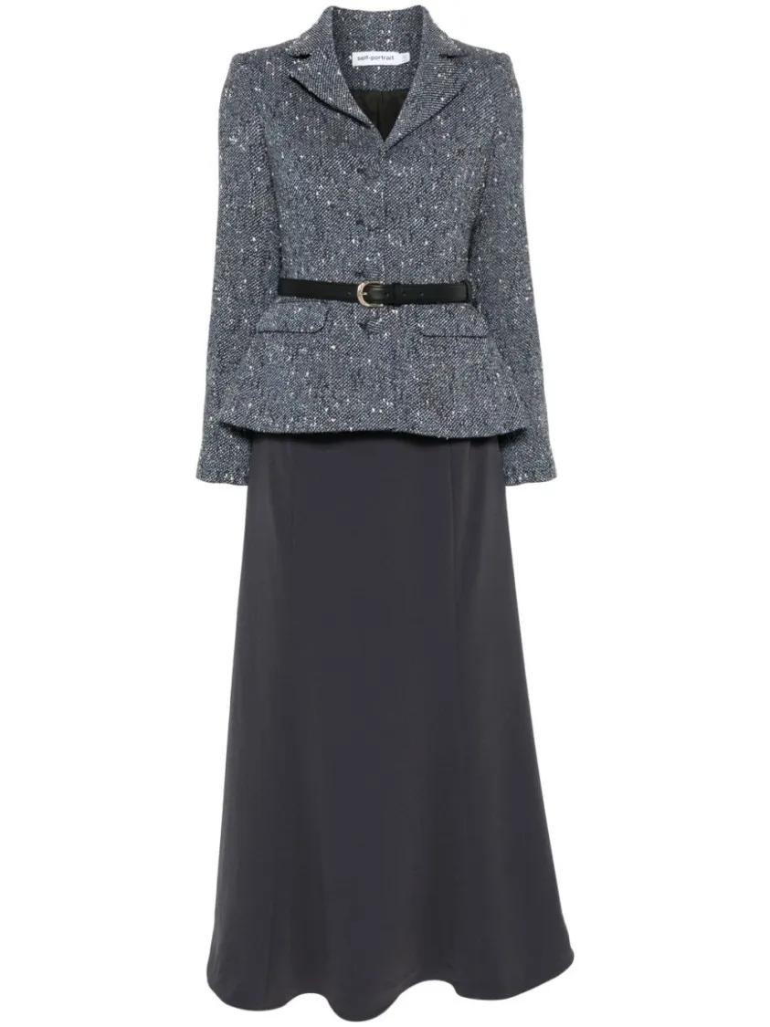 Thumbnail - self-portrait - Bouclã© Midi Dress - Größe 10 - schwarz