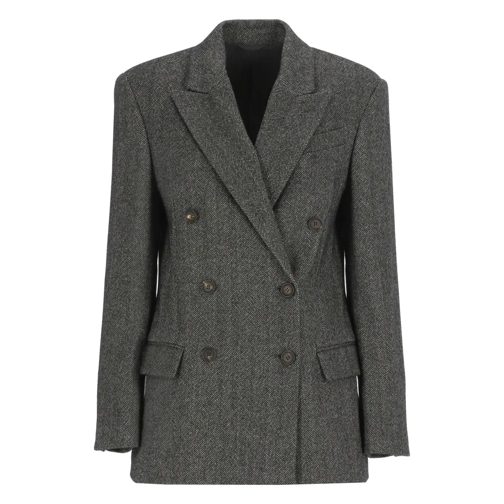 Brunello Cucinelli Blazer Wool Double-Breasted Jacket Grey