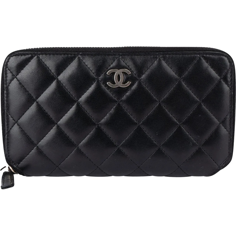 Chanel Geldbörse Chanel Quilted Lambskin CC Wallet schwarz