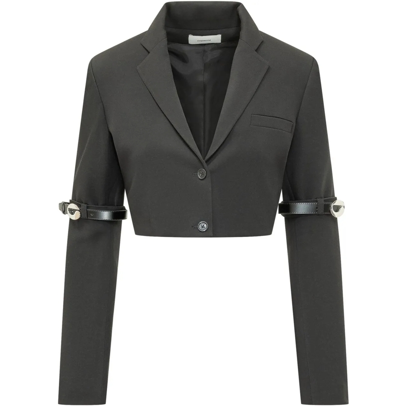 Coperni Blazer Giacca Ibrida Corta con Cinturini alle Maniche dunkelgrau